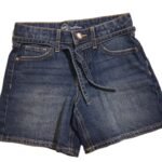 Wonder Nation Girls' Blue Denim Shorts with Adjustable Tie Belt – Size 8 – Casual Summer Wear