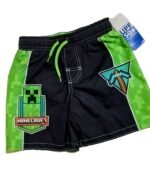 Minecraft Boys' Swim Trunks – Black & Green Creeper Design – UPF 50+ Sun ProtectionMinecraft Boys' Black and Green Creeper Swim Trunks with UPF 50+ Sun Protection.