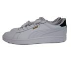 PUMA White Low-Top Sneakers – Classic Lace-Up Casual Shoes with Gold Logo
